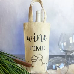 Flaschentasche Baumwolle – nachhaltige Geschenkverpackung für Wein & Sekt | wiederverwendbar, Geburtstag