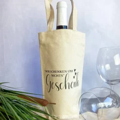 Flaschentasche Baumwolle – nachhaltige Geschenkverpackung für Wein & Sekt | wiederverwendbar, Geburtstag