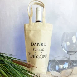 Flaschentasche Baumwolle – nachhaltige Geschenkverpackung für Wein & Sekt | wiederverwendbar, Geburtstag