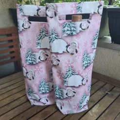 Flaschentasche 38x10x8 cm – Geschenktasche Flaschenbeutel mit Pinguin Motiv