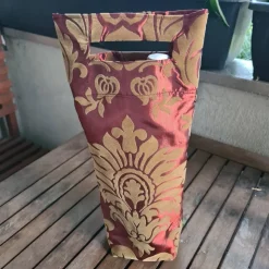 Flaschentasche 38x10x8 cm – Geschenktasche Flaschenbeutel glänzend Rot mit Velour Motiv