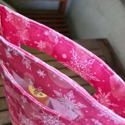 Flaschentasche 38x10x8 cm – Geschenktasche Flaschenbeutel mit rosa mit Sternen Motiv