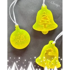Fünf Anhänger für Weihnachten aus Resin Gießharz GELB