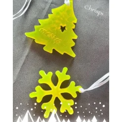 Fünf Anhänger für Weihnachten aus Resin Gießharz GELB