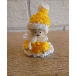 fünf gehäkelte Wichtel -mehrfarbig - rosa, blau, rot, grün, gelb - weiß