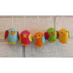 fünf Küken mit Kulleraugen (bunt) zum Aufhängen