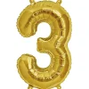 Folienballon Zahl 3 – Gold – 36 cm – Zahlballon für Geburtstage, Jubiläen & Feste