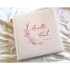 Fotoalbum echtes Leinen personalisierbar Winterholz Hochzeitsalbum Gästebuch