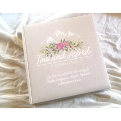 Fotoalbum echtes Leinen personalisierbar Hochzeitsalbum Gästebuch Bergliebe