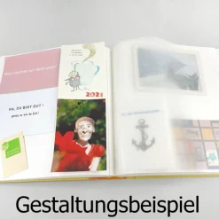 Fotoalbum, Geburt, Kinderalbum, Taufe, personalisierbar, gelb, Briefmarken, 31,5 x 30 cm, UNIKAT