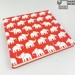 Fotoalbum, groß, hell-rot, Elefanten, 30 x 30 cm
