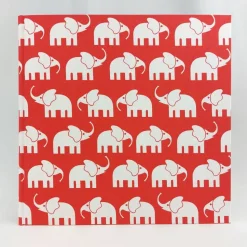 Fotoalbum, groß, hell-rot, Elefanten, 30 x 30 cm