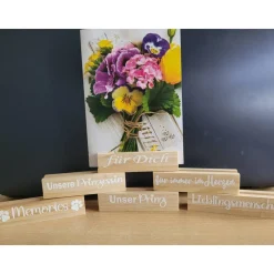 Fotohalter, Kartenhalter  mit verschiedene Sprüche  ,  aus Holz