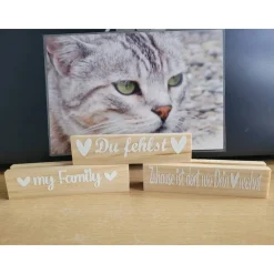 Fotohalter, Kartenhalter  mit verschiedene Sprüche  ,  aus Holz