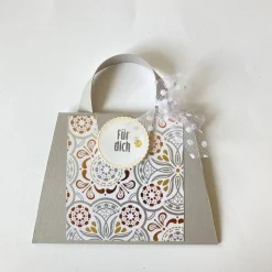 Frauen Glückwunschkarte Geburtstagskarte  Geldkarte   - Hellgrau-Gold-Weiß