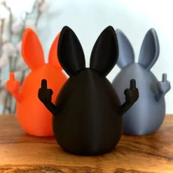 Freches Osterei, Mittelfinger, frecher Hase mit Haltung, 10cm oder Minis im 10er Set, witzige Osterdeko Hasenei