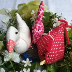 Frühlings - Osterdekoration, 3 - teiliges Set, Stoffhuhn, Gans, Häschen