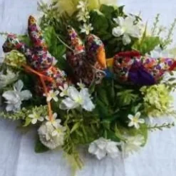 Frühlings - Osterdekoration, 3 - teiliges Set, Stoffhuhn, Gans, Häschen