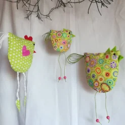 Frühlings - Osterdekoration, 3 - teiliges Set, Stoffhuhn, Gans, Häschen