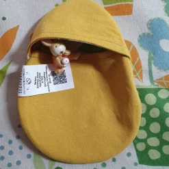 Frühlingsbunte Stofftasche in Ei-Form – Deko, Geschenkverpackung & Bestecktasche