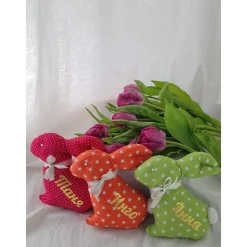 Frühlingshase Frühlingsdekoration Osterhase Baumwollhase rosa lila hellblau blau grün braun korall rot türkis weiß