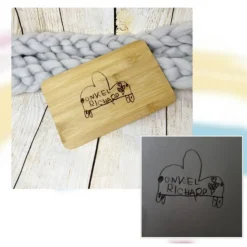 Frühstücksbrett, Zeichnung von deinem Kind verewigt, persönliche Wunschgravur, Kinderkunst als schönes Geschenk