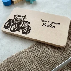 Frühstücksbrettchen personalisiert - Traktor Motiv - Kindergeburtstag Geschenke für Jungs - Vorschulkinder Geschenk