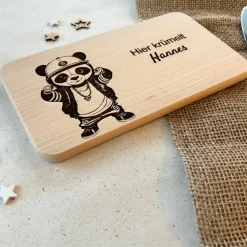Frühstücksbrettchen personalisiert - Hip Hop Panda - personalisierte Geschenke 1 Geburtstag für Jungen & Mädchen