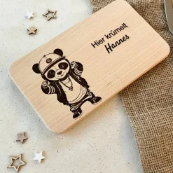 Frühstücksbrettchen personalisiert - Hip Hop Panda - personalisierte Geschenke 1 Geburtstag für Jungen & Mädchen