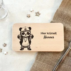 Frühstücksbrettchen personalisiert - Hip Hop Panda - personalisierte Geschenke 1 Geburtstag für Jungen & Mädchen