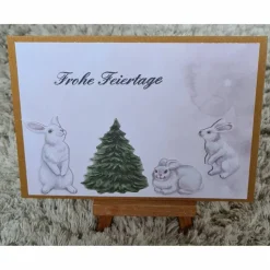 Frohe Feiertage - süße Hasen - Weihnachtsbaum - Weihnachtskarte