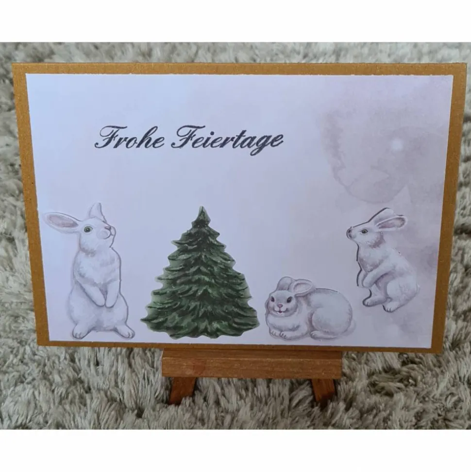 Frohe Feiertage - süße Hasen - Weihnachtsbaum - Weihnachtskarte