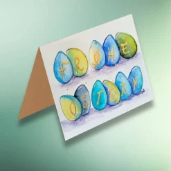 Frohe Ostern & bunte Eier – Nachhaltige Aquarellkarte als Klappkarte oder Postkarte