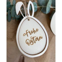 Frohe Ostern Anhänger / Osterkörbchen Anhänger Holz