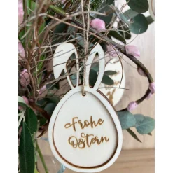 Frohe Ostern Anhänger / Osterkörbchen Anhänger Holz