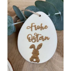 Frohe Ostern Anhänger / Osterkörbchen Anhänger Holz