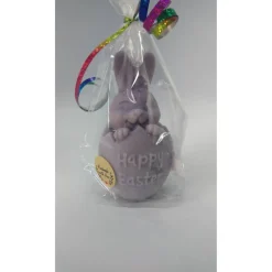 Frohe Ostern Kerze, Hase im Osterei, verschiedene Farben