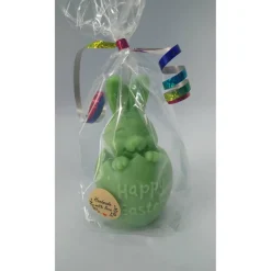 Frohe Ostern Kerze, Hase im Osterei, verschiedene Farben