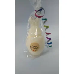 Frohe Ostern Kerze, Hase im Osterei, verschiedene Farben