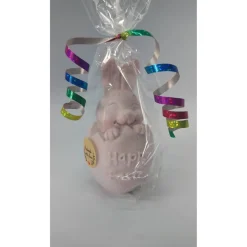 Frohe Ostern Kerze, Hase im Osterei, verschiedene Farben