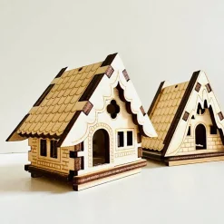 Frohe Weihnachten PopUp-Holzkarte 3D Weihnachtshaus, Weihnachtsdeko, Geschenk zu Weihnachten