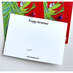 Frosche Weihnachten - die klingelnde Weihnachtskarte, Weihnachten, Postkarte mit Glöckchen, Weihnachtskarte, Frosch Kart