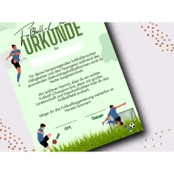 Fußball Urkunde als Mitgebsel für den Kindergeburtstag | Geschenktüte für Kinder | Fußballturnier