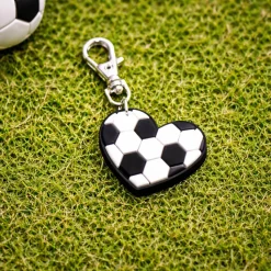 Fußball Zipper Anhänger – Reißverschluss-Anhänger Ball oder Fußballherz mit Mini-Karabiner