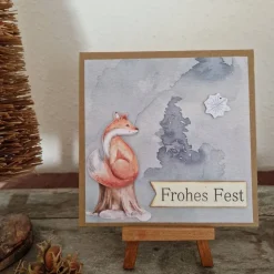 Fuchs auf Holzstumpf - Weihnachtskarte - Frohes Fest