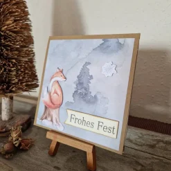 Fuchs auf Holzstumpf - Weihnachtskarte - Frohes Fest