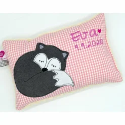 Fuchs Füchslein Namenskissen Taufkissen Kuschelkissen Kindergartenkissen Geburtsgeschenk