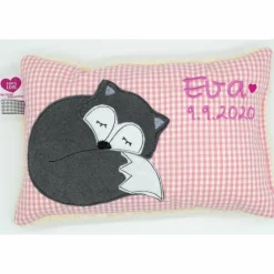 Fuchs Füchslein Namenskissen Taufkissen Kuschelkissen Kindergartenkissen Geburtsgeschenk