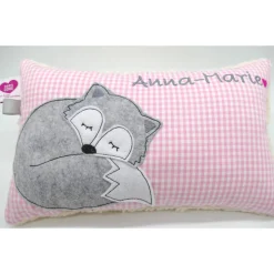 Fuchs Füchslein Namenskissen Taufkissen Kuschelkissen Kindergartenkissen Geburtsgeschenk