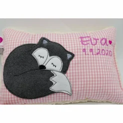 Fuchs Füchslein Namenskissen Taufkissen Kuschelkissen Kindergartenkissen Geburtsgeschenk
